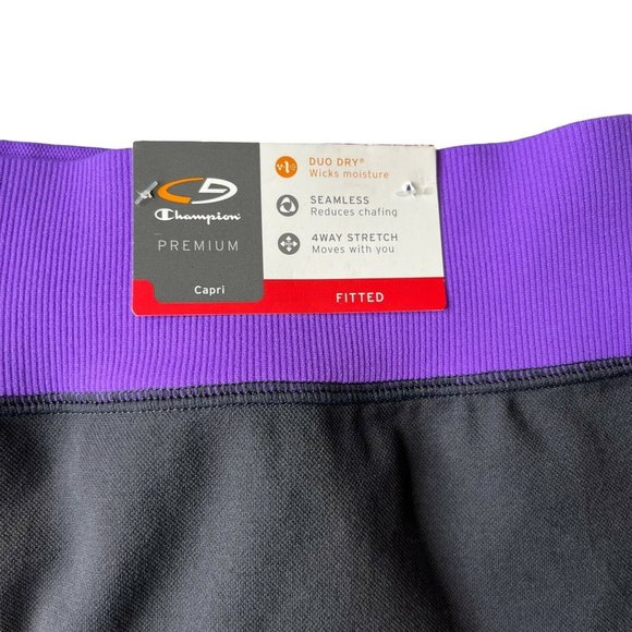Champion C9 Womens XL Capri Leggings Purple Gray Yoga Pants Premium Duo Dry New - Picture 5 of 12